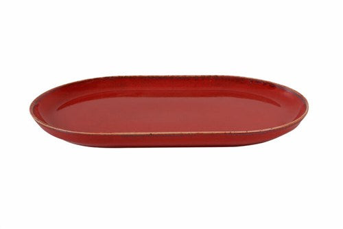 RED OVAL PLATE 32CM