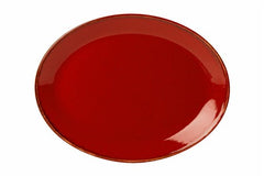 RED OVAL PLATE 18CM