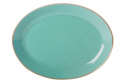 TURQUOISE OVAL PLATE 24CM