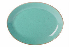 TURQUOISE OVAL PLATE 18CM