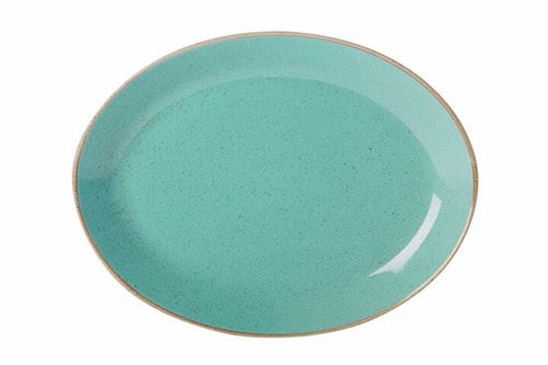TURQUOISE OVAL PLATE 36CM