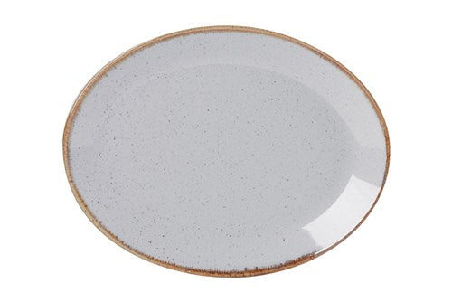 GREY OVAL PLATE 18CM