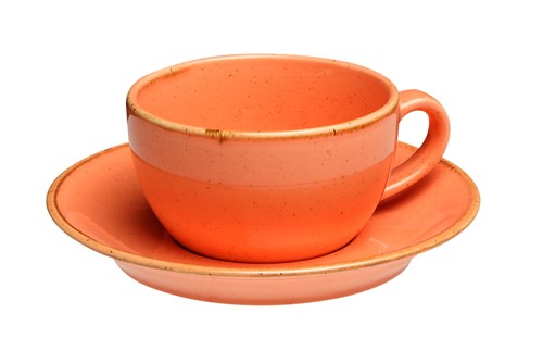 ORANGE TEA CUP AND SAUCER 207CC