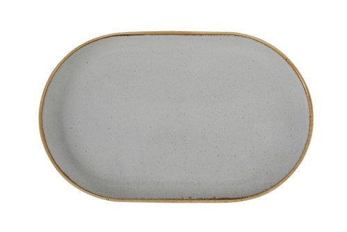 GREY OVAL PLATE 32CM