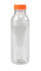 Fles 500cc rPET met vaste oranje dop 100st