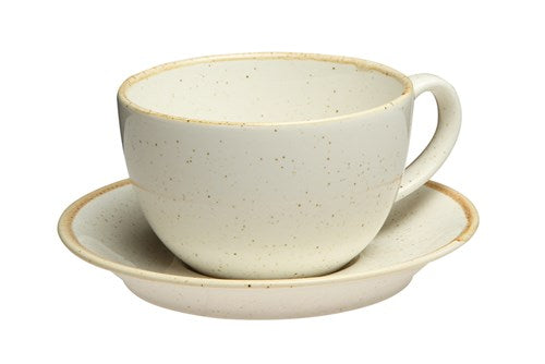 BEIGE OATMEAL TEA CUP AND SAUCER 320CC