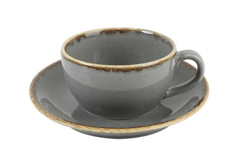 DARK GREY TEA CUP AND SAUCER 207CC